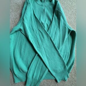 Ralph Lauren Men's teal Up  pull over  zip up collar Sweater